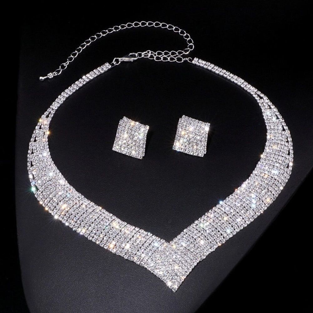 Rhinestone 2pc necklace set 